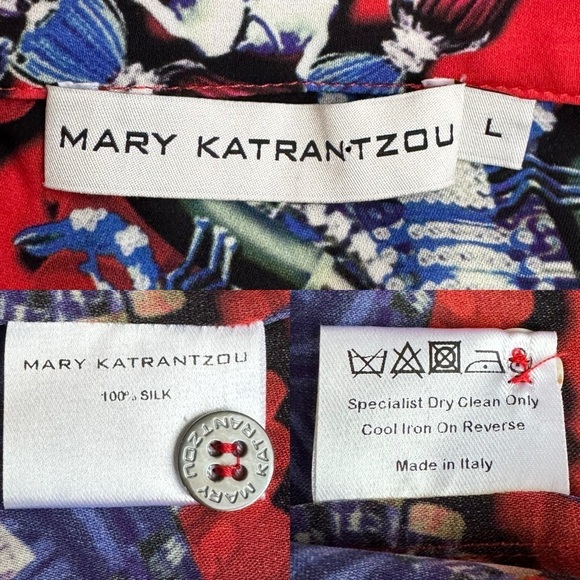 Mary Katrantzou Silk Red Shirt Mini Dress Jewels & Teapot Print Large - Picture 9 of 11